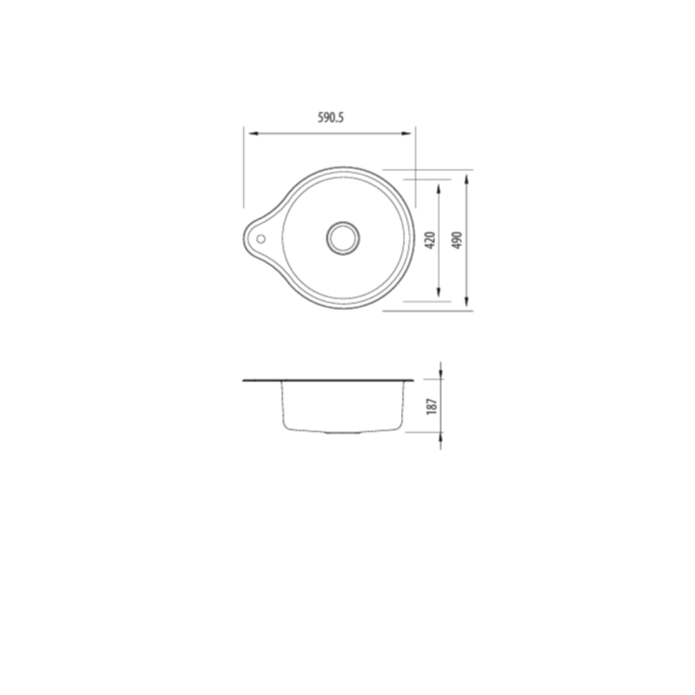 Oliveri Solitaire Round Bowl Sink With Tap Landing