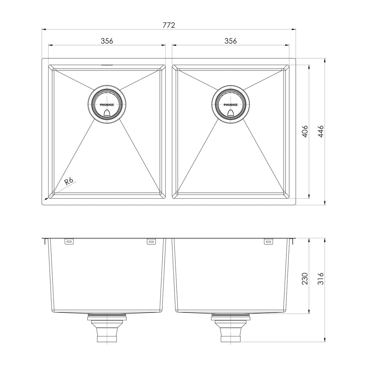 Phoenix 4000 Series Double Bowl Sink
