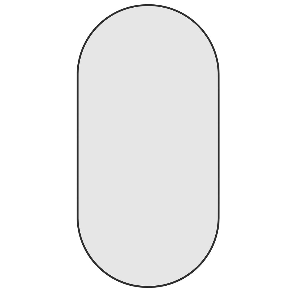 Thermogroup Havana Pill Black Framed Mirror - 500x1000mm - Includes Mirror Demister