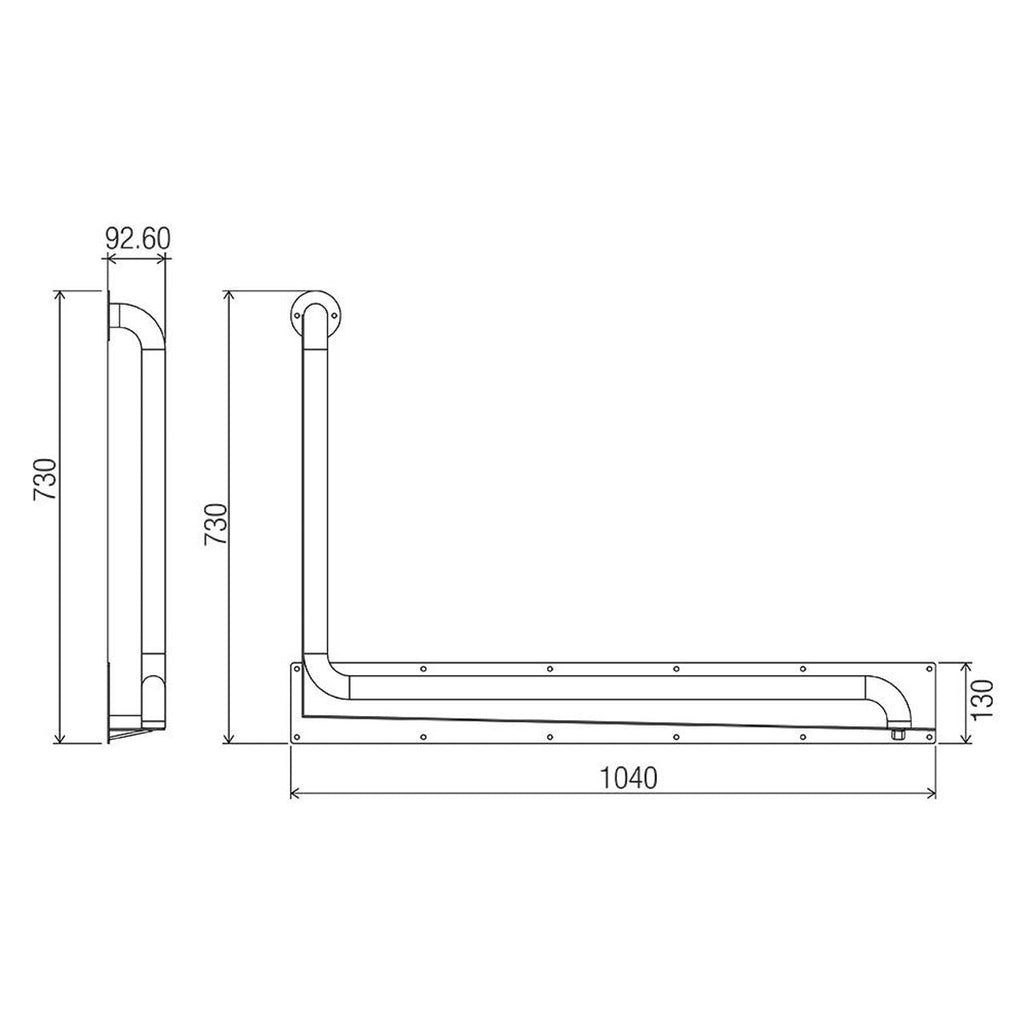 Conserv Anti-Ligature 90° Accessible Grab Rail 960mm x 900mm