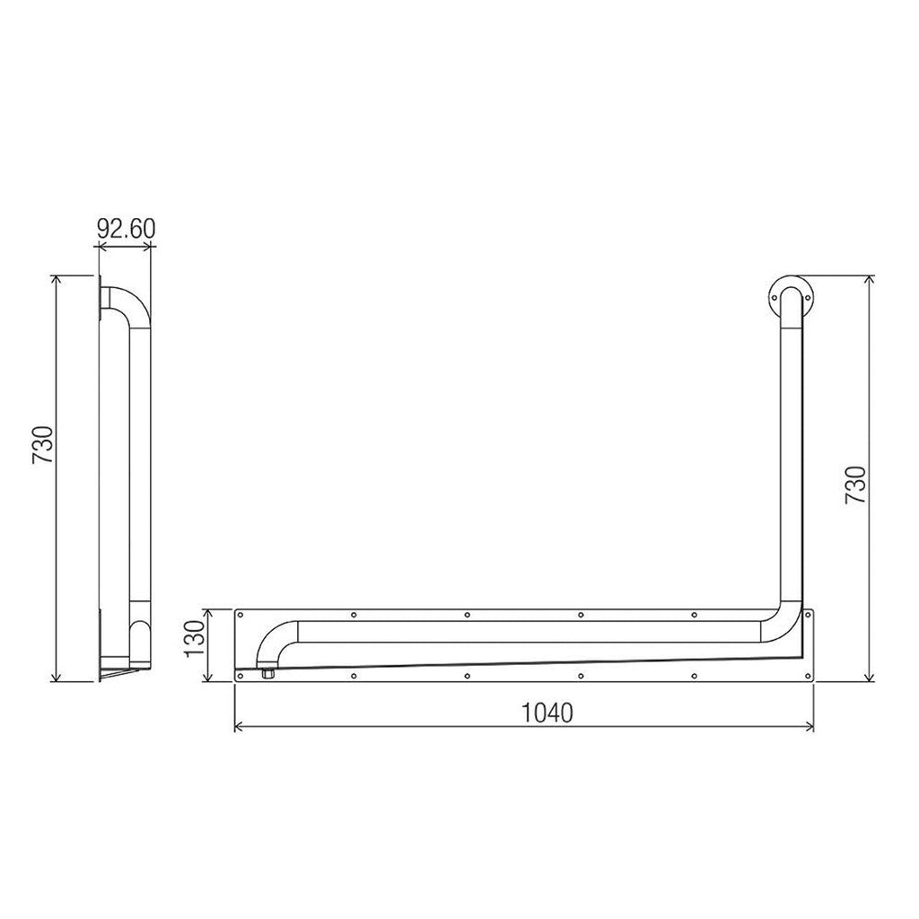 Conserv Anti-Ligature 90° Accessible Grab Rail 960mm x 900mm