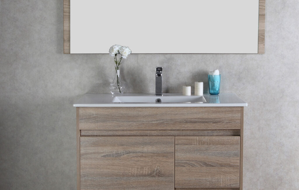 Aulic Grace Finger Pull Cabinet with Flat Stone Top & Top with Undermount Basin