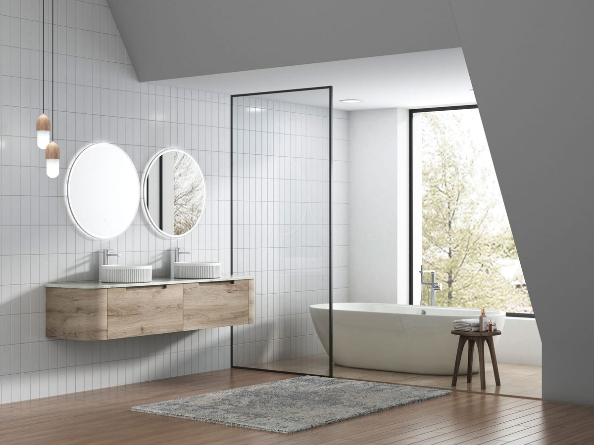 Aulic Aulic Hamilton Wall Hung Curving Plywood Finger Pull Cabinet