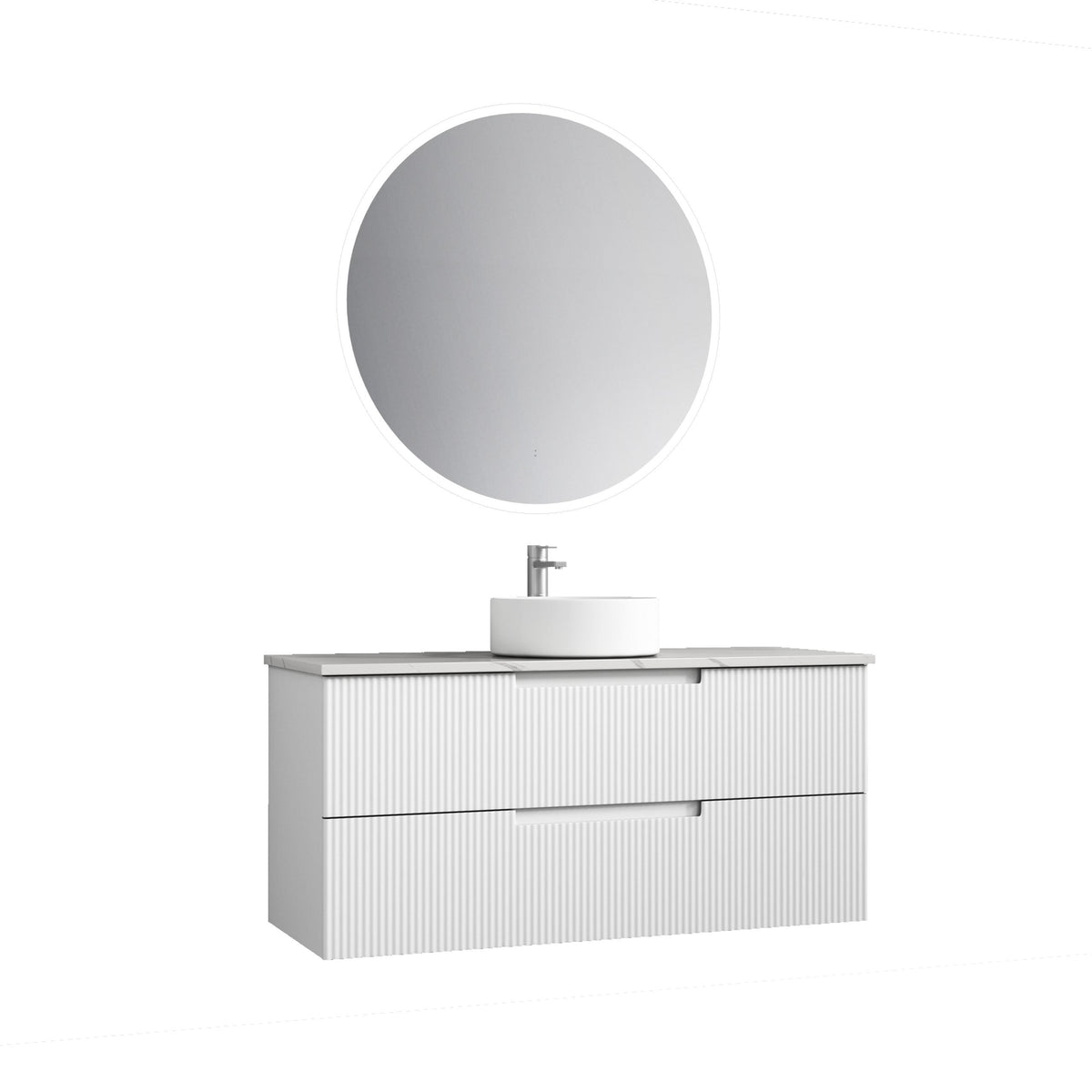 Aulic Verona Mark II Wall Hung V Groove Matte White Finger Pull Cabinet