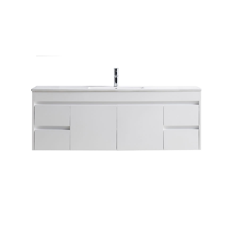 BNK Naga 1500mm  Wall Hung  PVC Vanity 1TH Inc. Ceramic Basin
