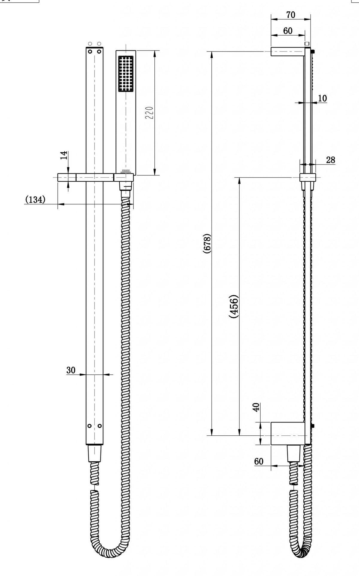 Modern National Chao Mini Shower On Rail Bottom Inlet