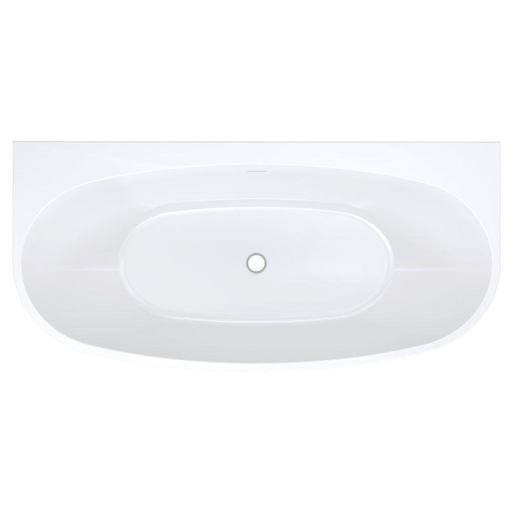 Keeto Back-To-Wall Acrylic Bath with Overflow, 1700mm