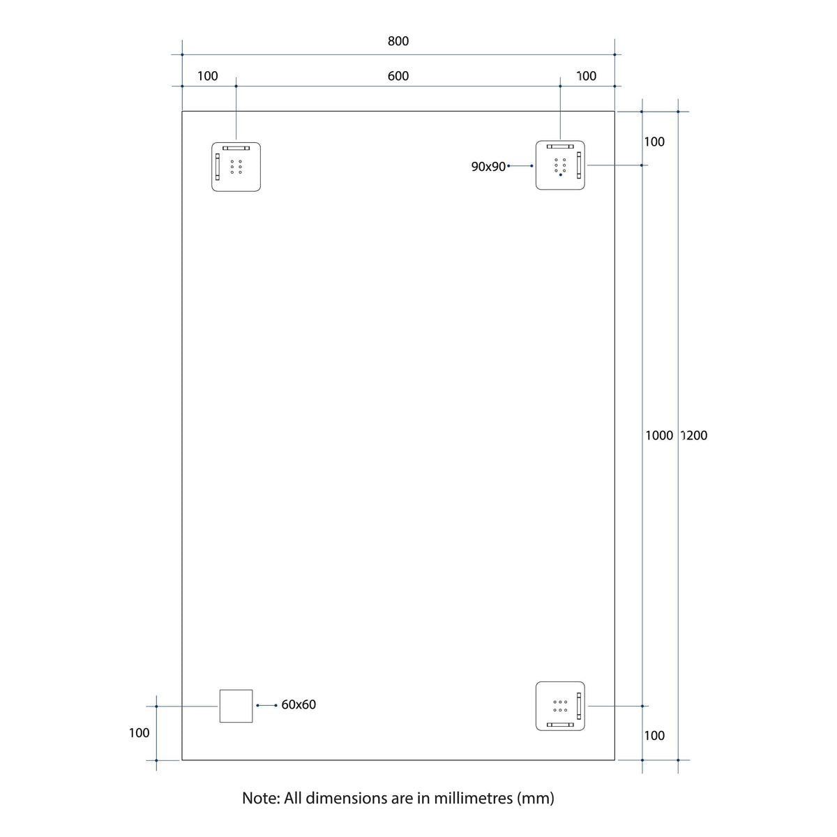 Thermogroup Sierra Rectangle Polished Edge Mirror with Sandblasted Border