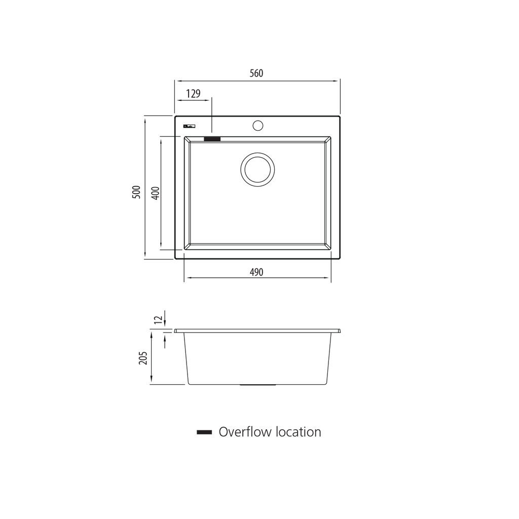 Oliveri Santorini Black Large Bowl Topmount Sink
