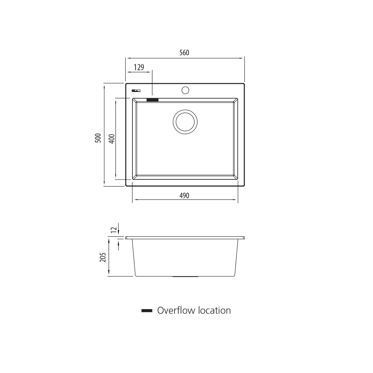 Oliveri Santorini Black Large Bowl Topmount Sink