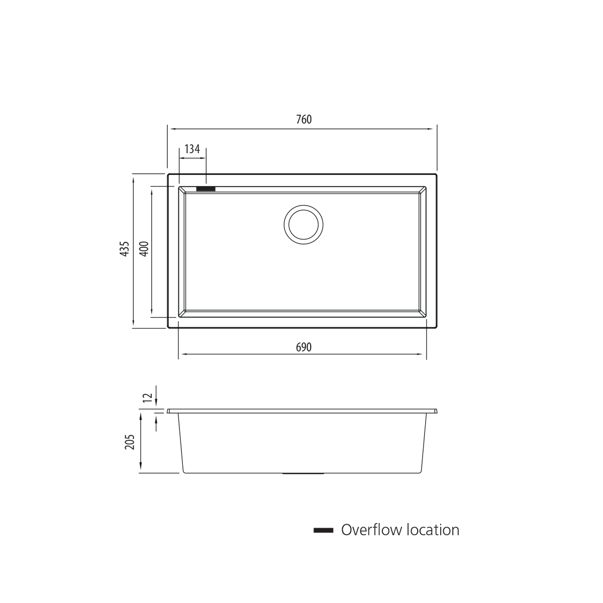 Oliveri Santorini Black Mega Bowl Undermount Sink