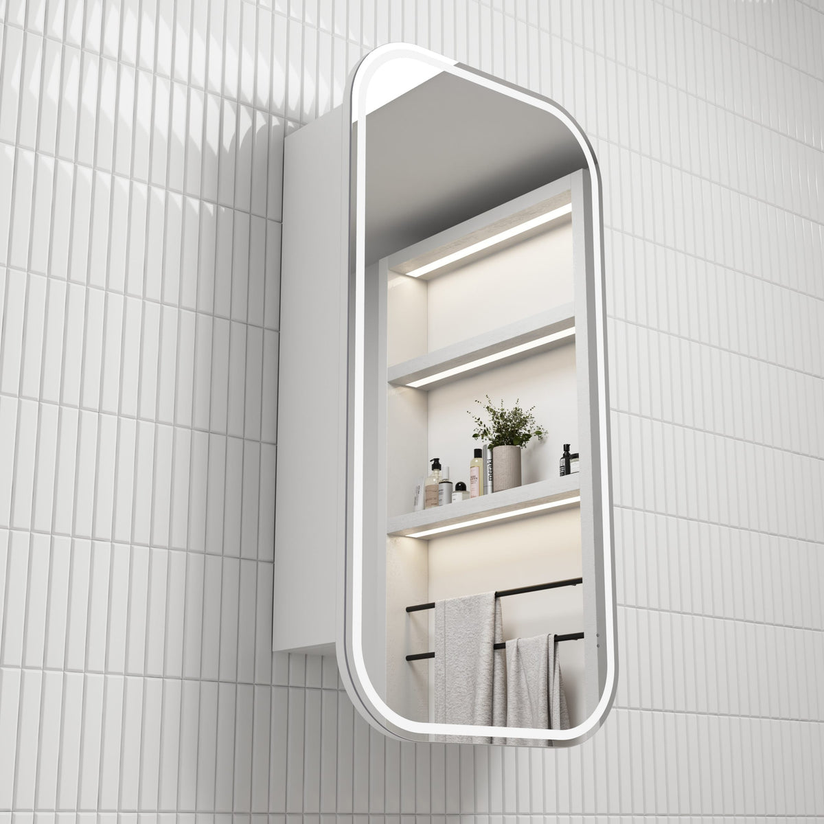 Aulic Vienna LED Matte White Shaving Cabinet 450x900x150mm