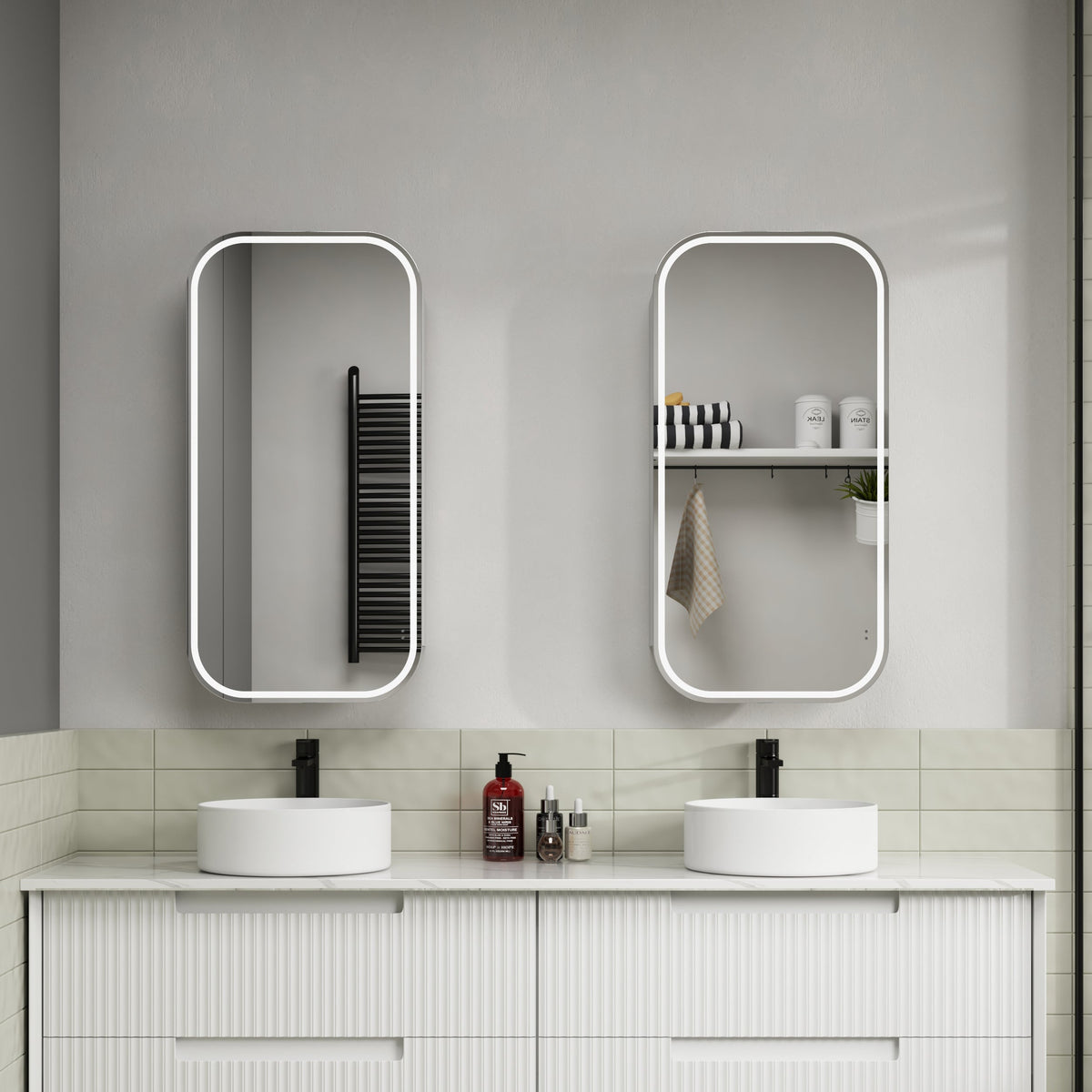 Aulic Vienna LED Matte White Shaving Cabinet 450x900x150mm