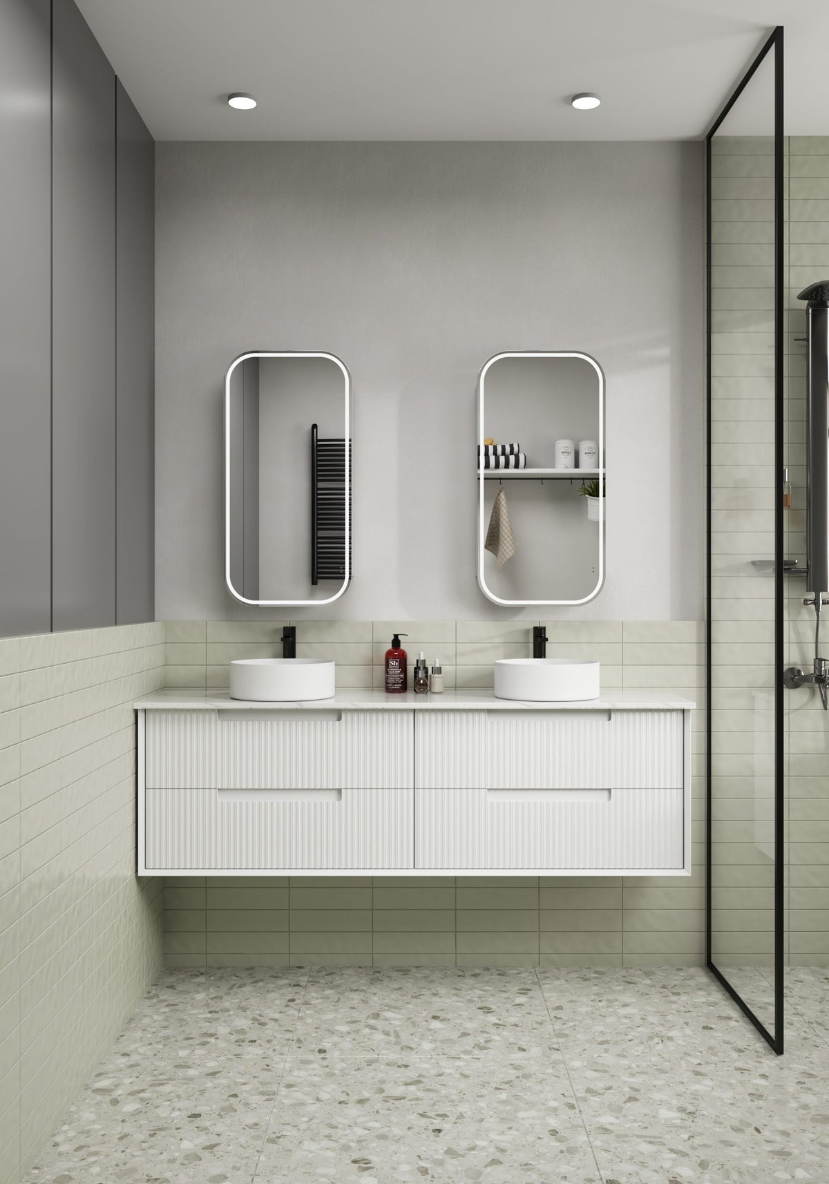 Aulic Vienna LED Matte White Shaving Cabinet 450x900x150mm