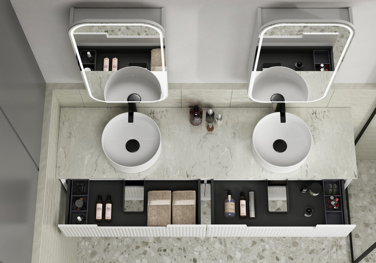 Aulic Vienna LED Matte White Shaving Cabinet 450x900x150mm