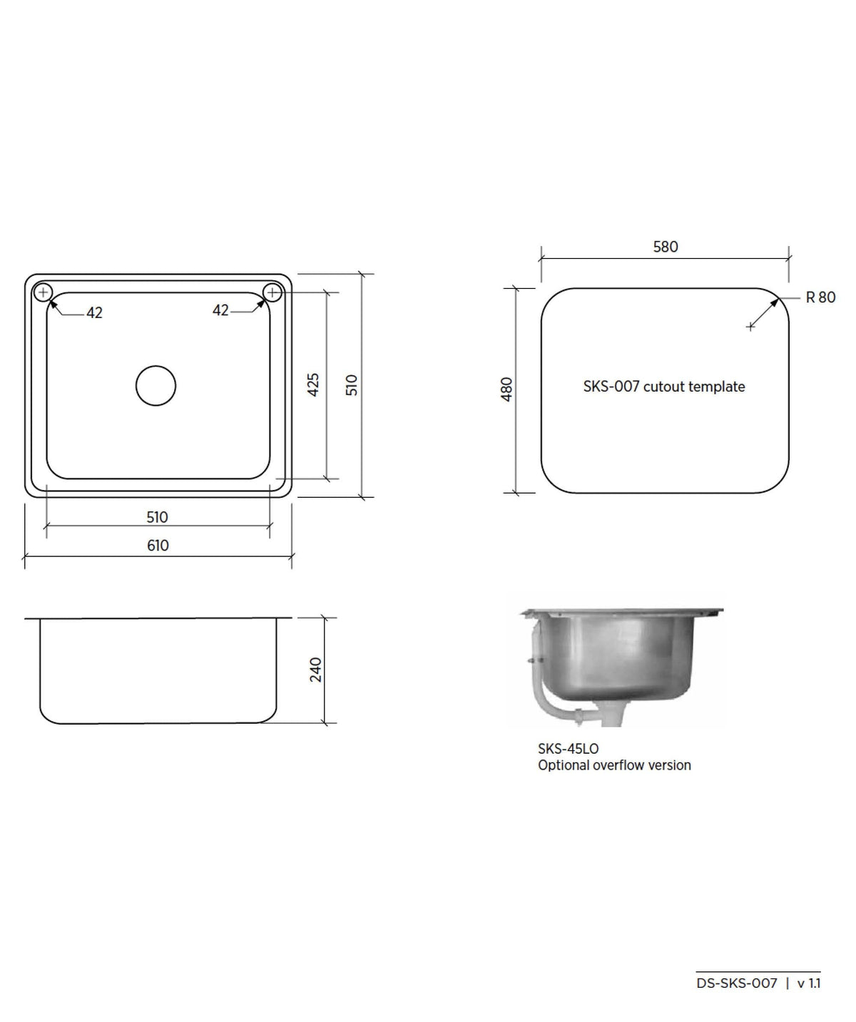 SEIMQ Acero 007 Stainless Steel Laundry Sink, 45 Litre