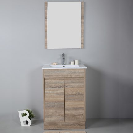 Aulic Grace Finger Pull Cabinet with Flat Stone Top & Top with Undermount Basin