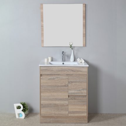 Aulic Grace Finger Pull Cabinet with Flat Stone Top & Top with Undermount Basin