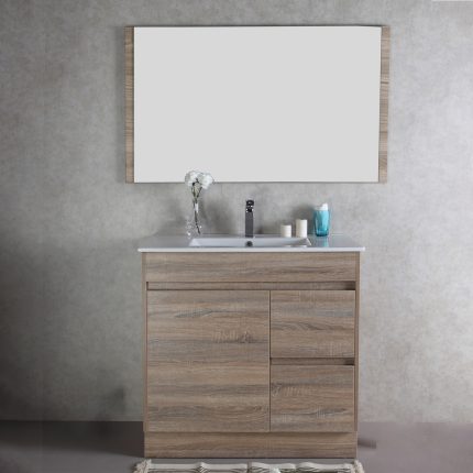 Aulic Grace Finger Pull Cabinet with Flat Stone Top & Top with Undermount Basin
