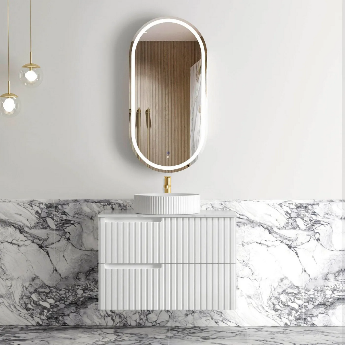 Otti Noosa Satin White Wall Hung Vanity