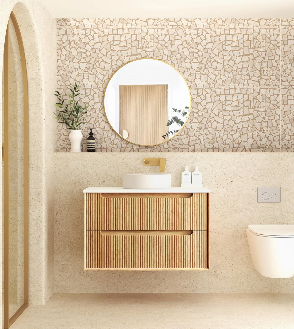 Otti Byron Fluted Woodland Oak Wall Hung Vanity