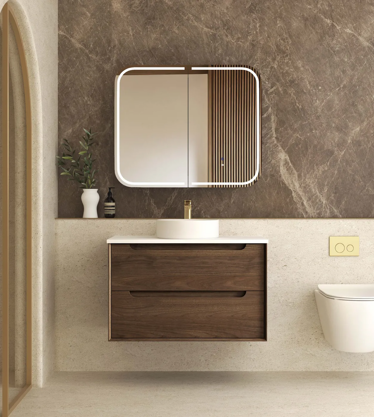 Otti Byron Sable Walnut Wall Hung Vanity