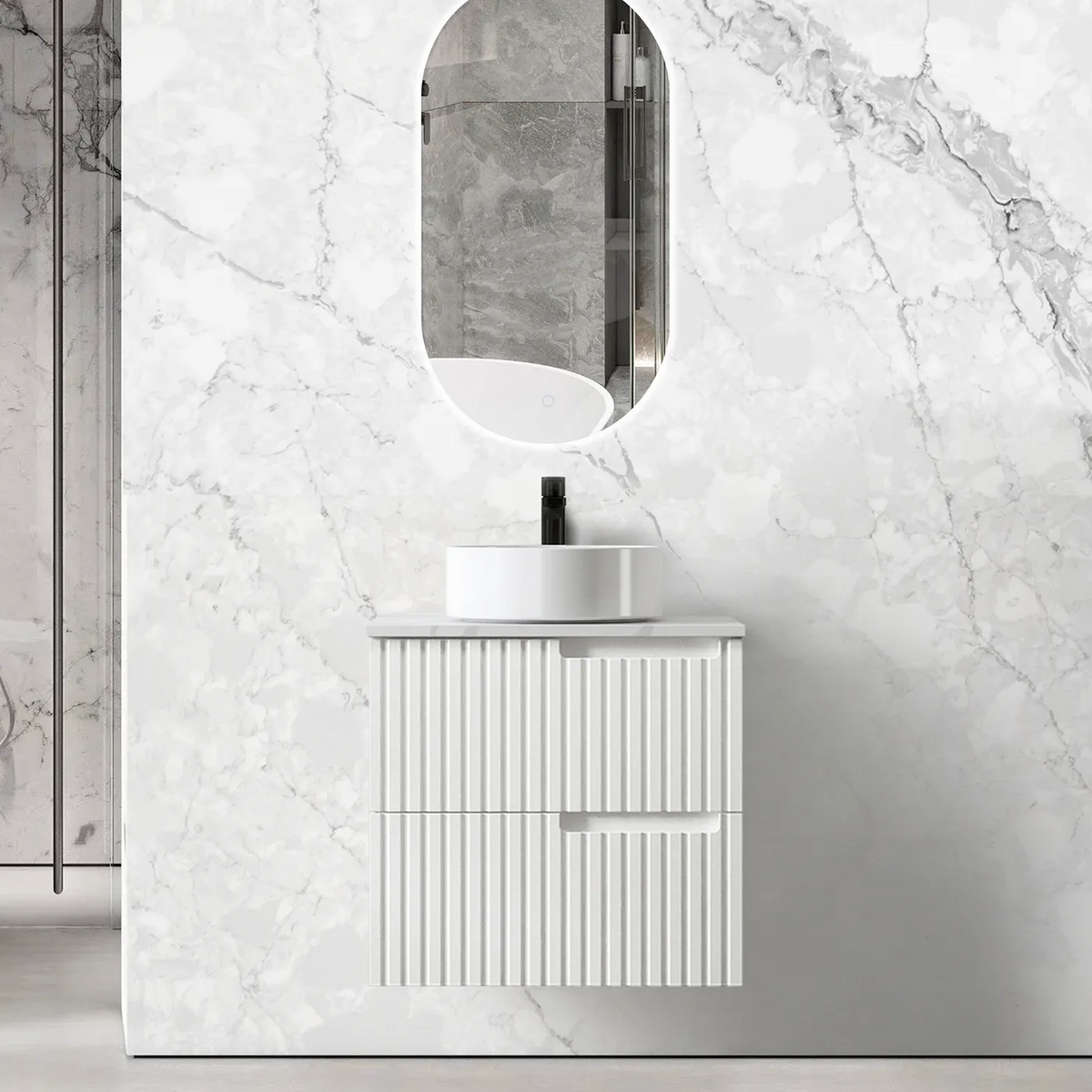 Otti Noosa Satin White Wall Hung Vanity