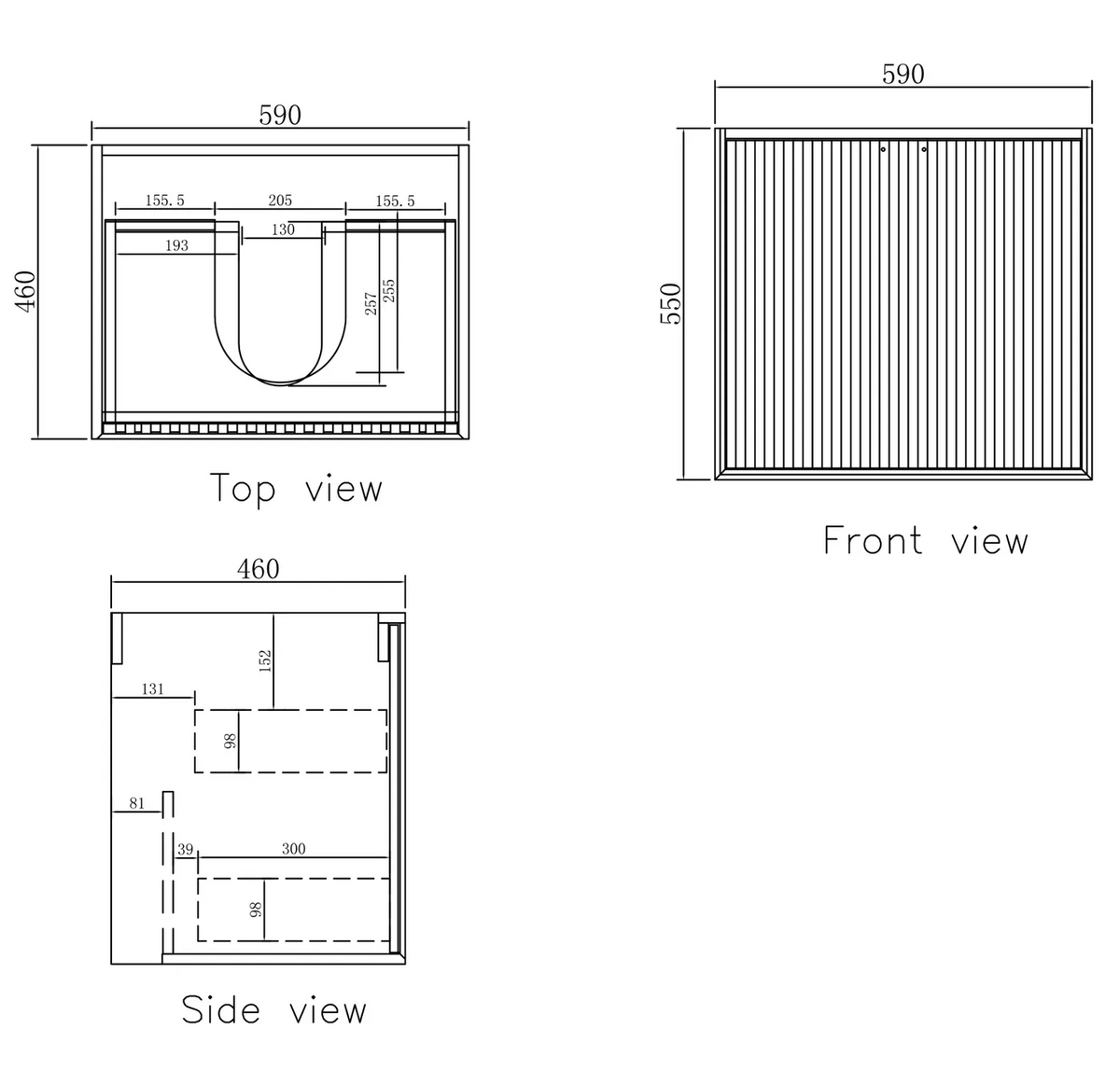 Otti Marlo Matte Black Wall Hung Vanity