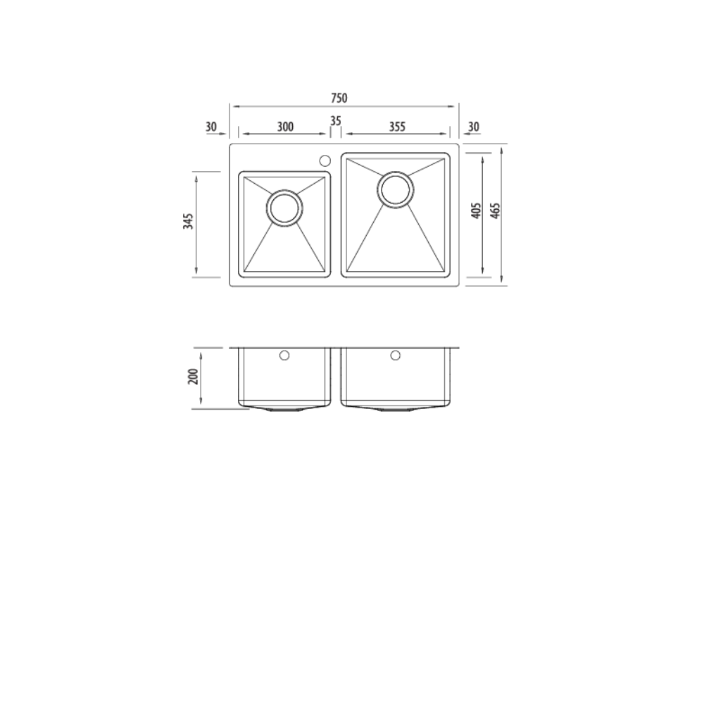 Oliveri Apollo 1 & 3/4 Offset Bowl Sink