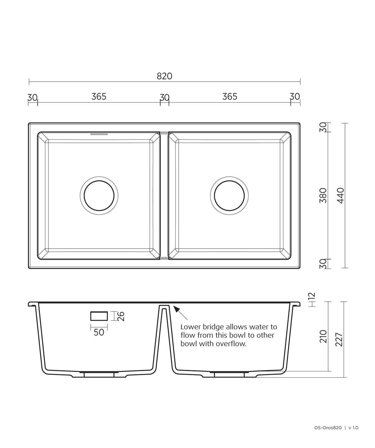 Seima Oros 820 - Black & White Arqstone sink
